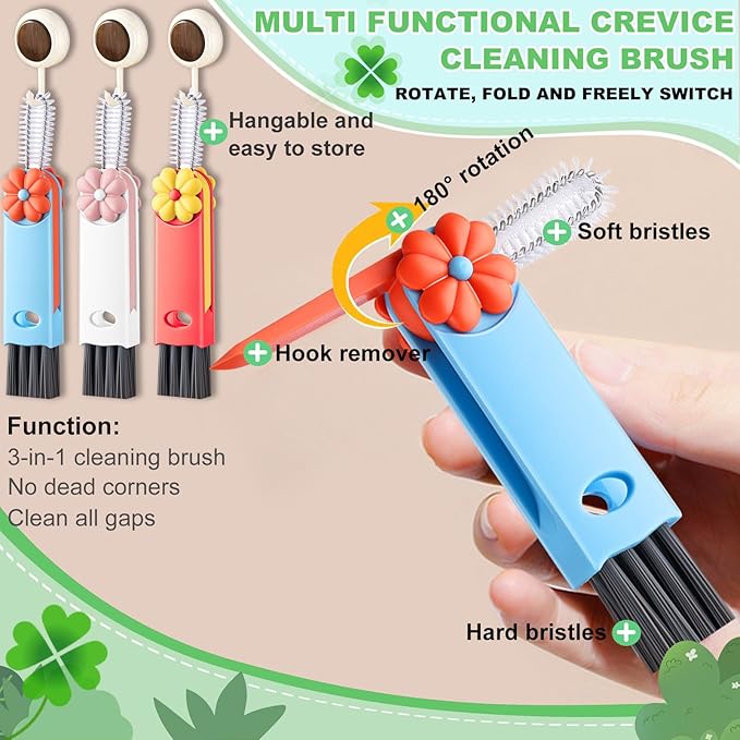 3 in 1 Cup Lid Cleaning Brush, Multifunctional Gap Cleaning Brush, Home Kitchen Crevice Brush, Portable Bottle Cleaner Brush for Cleaning Tight Spaces, Bottle Gaps, Travel Mug Caps(3 PCS)