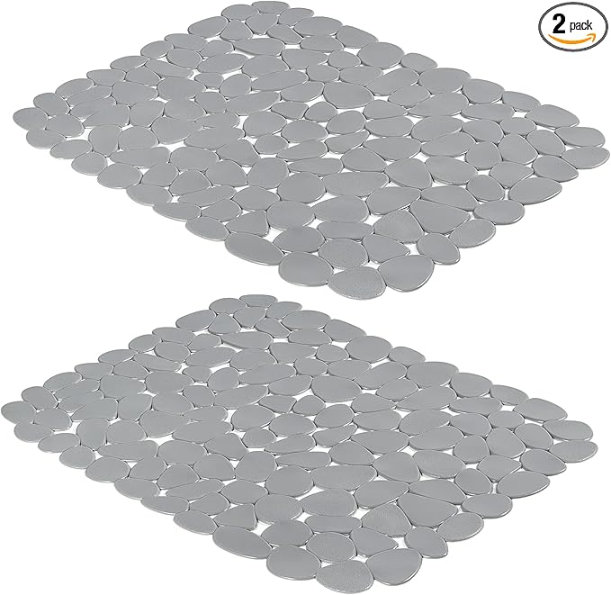 Yolife Pebble Sink Mats for Stainless Steel &Porcelain Sink, PVC Sink Saddle Protectors Kitchen Sink Mat, Dishes and Glassware (Solid Grey)