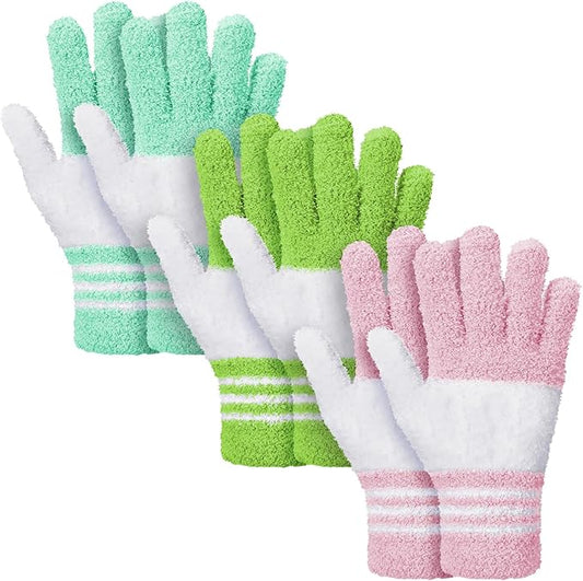 Patelai 3 Pairs Microfiber Plant Dusting Gloves Leaf Cleaning Gloves for Indoor Plants, Blinds, Furniture, House(Yellow, Blue, Pink, White,Small)