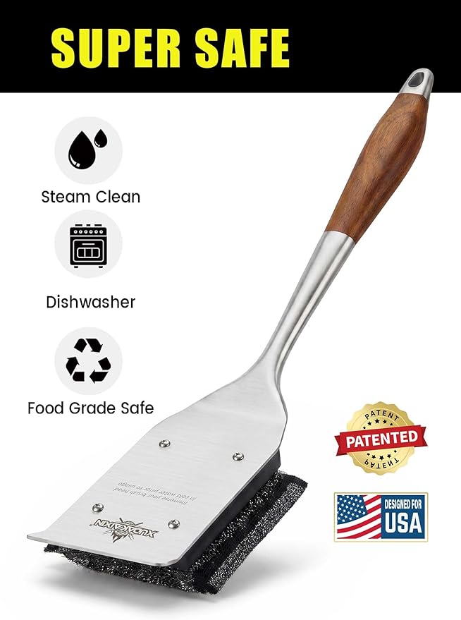 XUDAKAIXIN Bristle-Free Steam Grill Brush – No Bristle Shedding, with Replacement Head. Ultra-Safe & Efficient Cleaner for Cast Iron and Stainless Steel Outdoor Grills