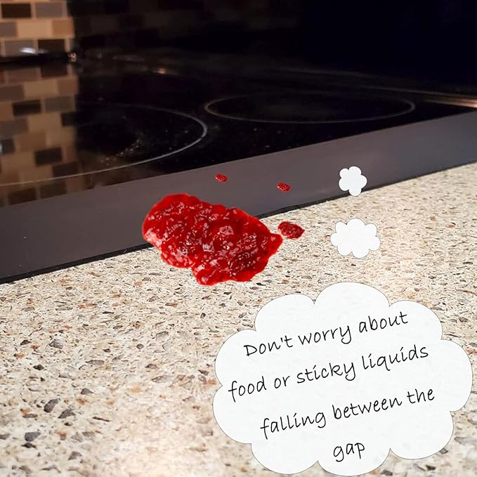 Silicone Gap Cover, (2 Pack) Silicone Gap Stopper Kitchen Stove Counter Gap Covers - Flexible Stove Space Fillers, Food Grade (25inches, Black)