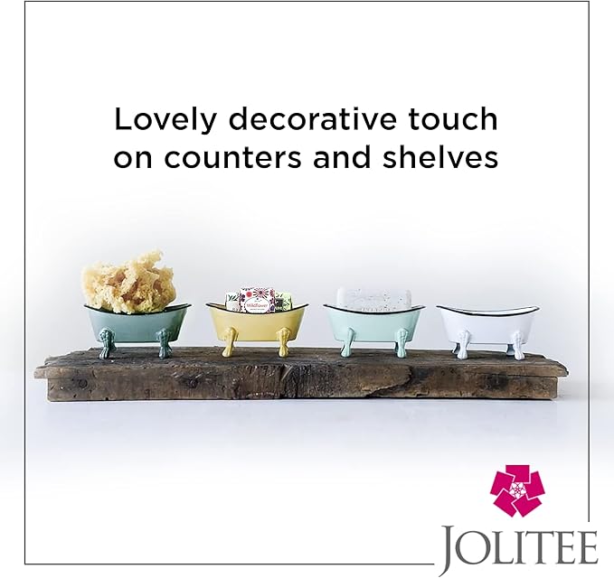 Rustic Enamel 1 Piece 5.5" Metal Clawfoot Mini Bathtub Soap Dish Mini Bath Tub Decoration Clawfoot Tub Soap Caddy Grey