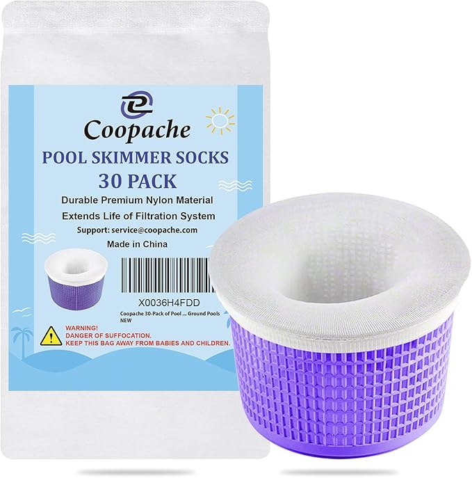 Coopache 30-Pack of Pool Skimmer Socks - Filters Baskets, Skimmers Cleans Debris and Leaves for In-Ground and Above Ground Pools