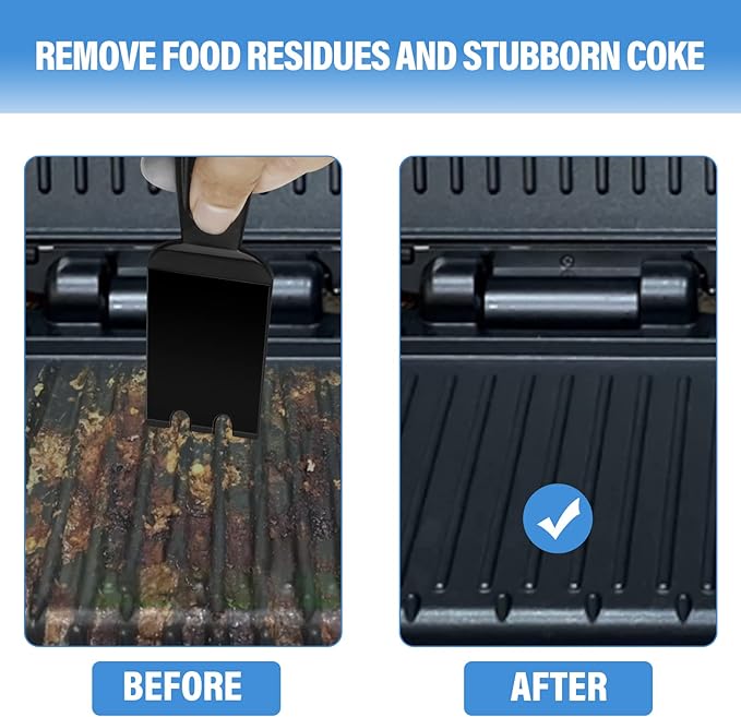 XYK 2 Pack Grill Spatula Scraper for George Foreman Indoor Grills and Other Indoor Grills with Grooves, Heat Resistant Cleaner Tool, Comfortable Grip