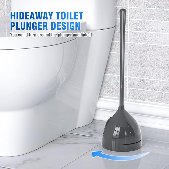 uptronic Toilet Plunger with Holder, Unique Plunger with All-Angle Design, Plungers for Bathroom with Holder, Heavy Duty Toilet Plunger for 5.7-inch Toilet Drain Bathroom Cleaning