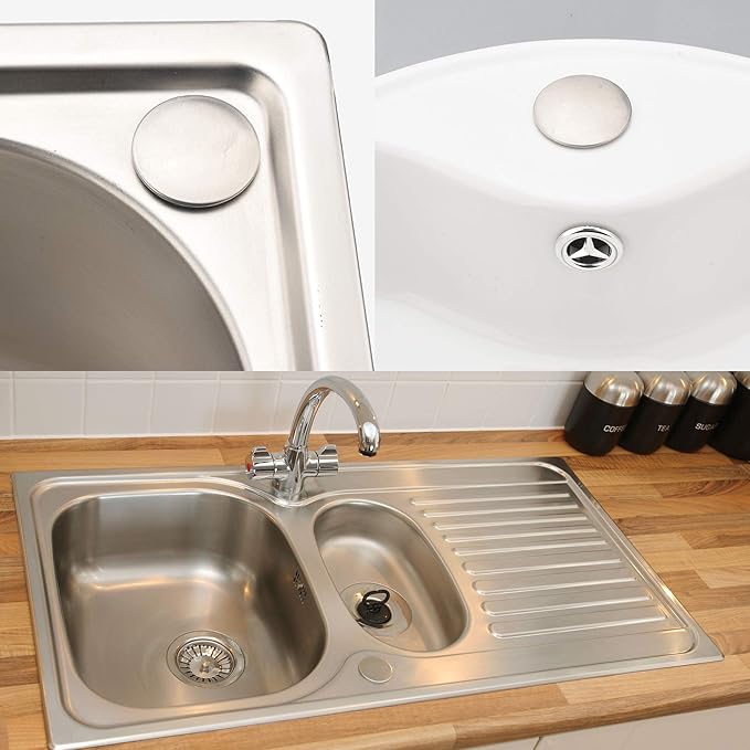 2 Pcs Kitchen Faucet Hole Cover Stainless Steel, Premium Sink Tap Hole Cover, Brushed Stainless Steel