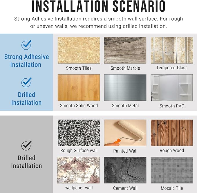 G-Promise All Metal Handheld Shower Head Holder, Adjustable Wall Mount Shower Wand Bracket, Strong Adhesive Disc Mount or Drill Installation (Round, Brushed Nickel)