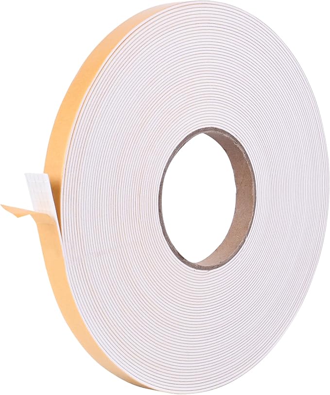 Self-Adhesive High Density Foam Insulation Strips - 1/2in x 1/16in x 66Ft Weatherstrip with Strong Adhesive for Door and Window Soundproofing