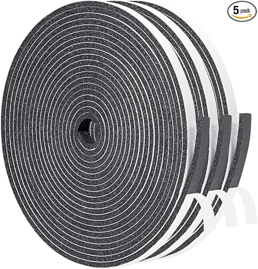 Yotache Weather Stripping Door Seal Strip 1/4" x1/8", New Adhesive Foam Insulation Seal Tape for Door Jamb Frame, Windows, 3 Rolls x 16.5ft, Total 50ft Long