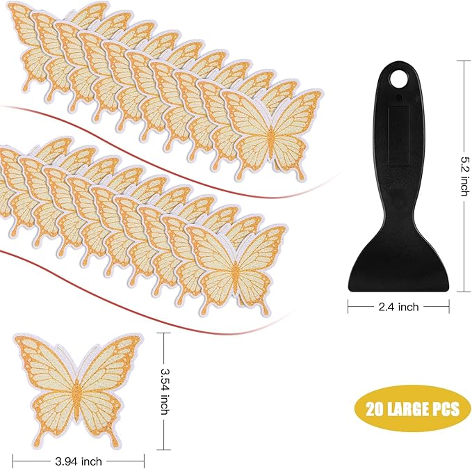 20 PCS Non Slip Bathtub Stickers, Adhesive Butterfly Anti Slip Decal Treads for Shower and Bath Tub with Premium Scraper (Gold)