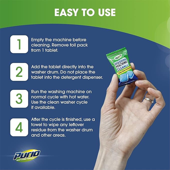 Washing Machine Cleaner Tablets 24-Ct Deep Cleaning Formula Washer Machine Cleaner Top Load & Front Load Standard & HE Washers