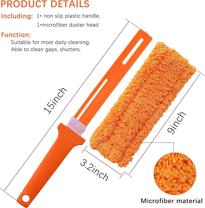 4 Pack 15" Microfiber Feather Duster, Gap Duster, Blind Duster, Hand Duster for Cleaning Gap, Blinds,Furniture,Computers,Keyboards,Car Interiors