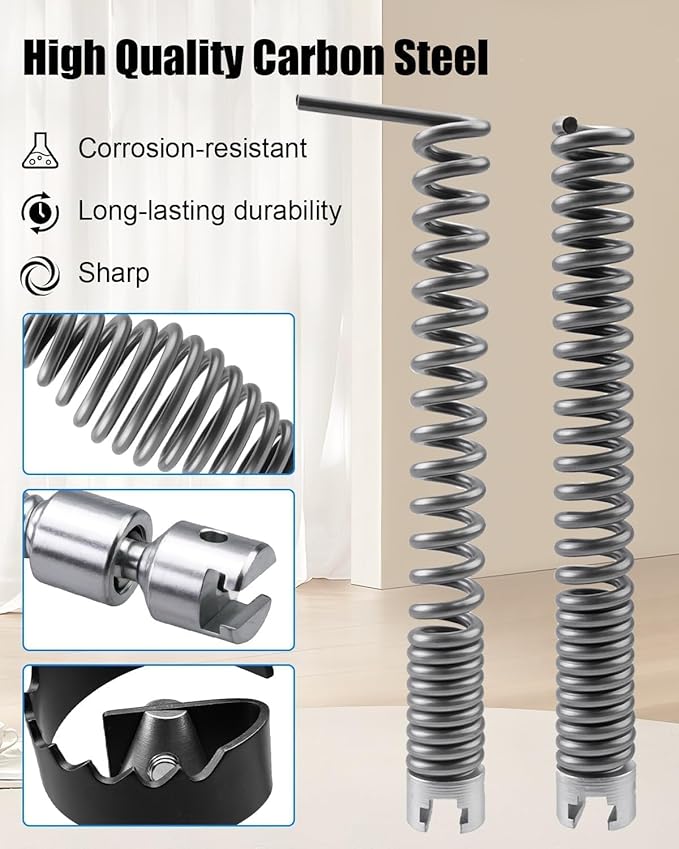 10 PCS Drain Snake Drill Attachment, Drain Cleaner Combination Cutter Head Fit for Rid-gid K400 C4 C6 C7 C8 C9 Drain Cleaner Machine, for 5/8" Drain Snake Cable Heads Tips, Drain Auger Cutter Kit