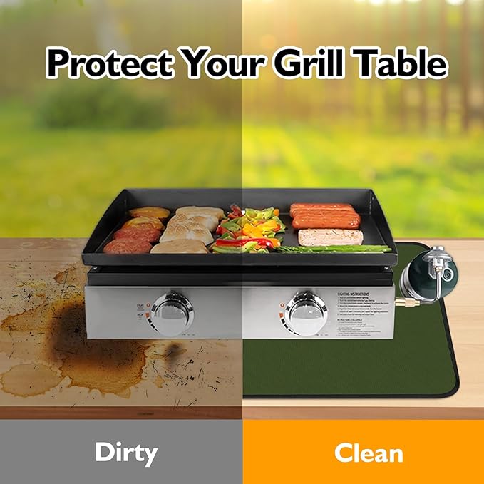 Heat Resistant Mats for Countertop and Grill Table, Fireproof Grill Mats for Outdoor Grill, Portable Charcoal Grill, Gas Grill, Pizza Oven Compatible with Blackstone, Ninja 24x36x0.04in, Green