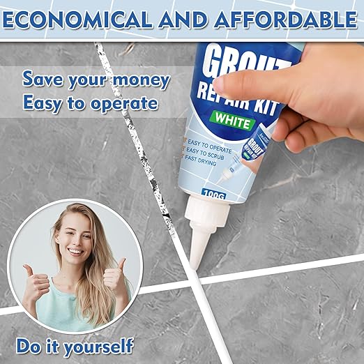Tile Grout Repair Kit, 2 Pack White Fast Drying Grout Filler for Bathroom, Kitchen, Shower, Replace Grout Pen for Restore and Renew Tile Joints Line, Versatile Triple Use with Grout Sealer (White)
