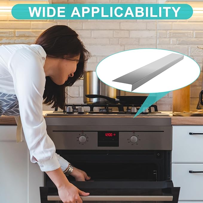Blulu 304 Stainless Steel Universal Gap Filler - 36'' x 2.5'' x 1'' Stainless Steel Stove Gap Covers for Microwave/Oven/Range/Cooktop Kitchen Decor