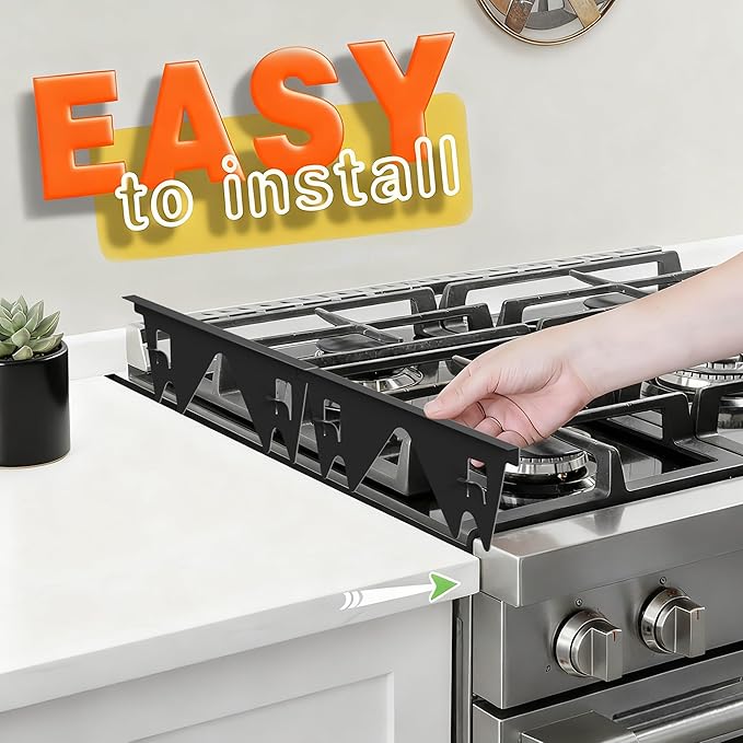 Stove Gap Covers for Electric, Oven Side Guards 2pcs, Gas Range Crack Strip, Stainless Steel Space Filler Between Stove & Counter Top, Crumb Catcher-Adjustable Len. 13.8" to 27.5", Fit 18",22",25" etc