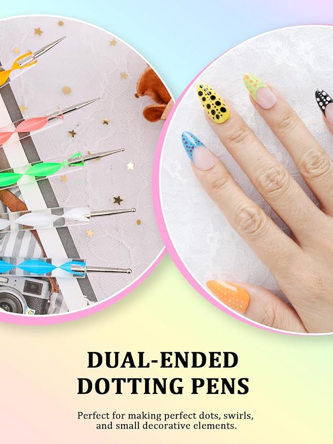YOOVR Nail Art Tools Set, Nail Stand for Press on Holder for Painting Nails, Nail Art Brushes, Liner Brushes, Nail Dotting Tool, Must Haves Design Tools Supplies Kit for Nail Tech & Beginners (White)