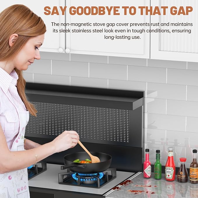 Stove Gap Covers 316 Stainless Steel,Stove Gap Filler,Heat-Resistant Oven Side Gap Filler,Between Stove and Counter Slide In Range Trim Kit for Kitchen,4 Pack (11.6” Silver)