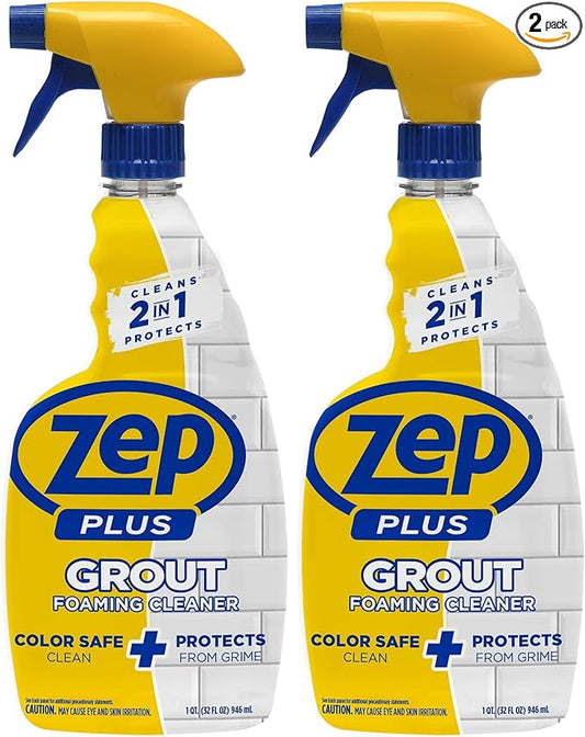 Zep Plus Grout Foaming Cleaner - 32 Fl OZ - R54212-2-in-1 benefits clean while protecting grout from water,dirt and grime,(Pack of 2)