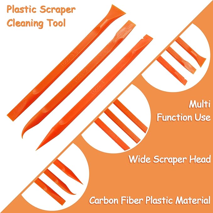 18Pcs Carbon Fiber Scraper Cleaning Tool Non-Scratch Plastic Multi-Purpose Stiff Scraper Pen-Shaped Scraper Tool for Paint, Stickers Label, Food, Tight Spaces, Crevices, Kitchen (Orange)