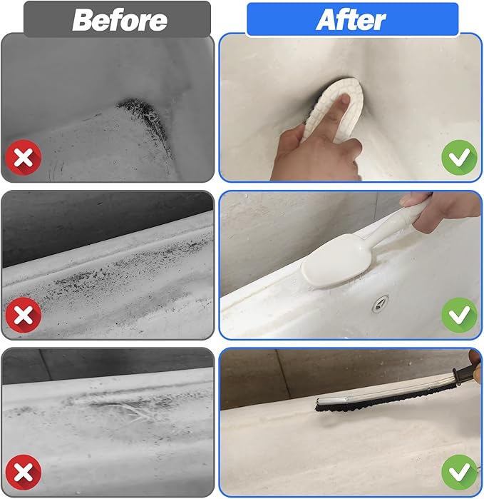 XANGNIER Bathtub Cleaning Brush Tools Kit,3 Pcs Bath Tub Scrubber Cleaner Brush with Long Handle,Shower Scrub Brushes Set for Cleaning Bathroom,Tile,Grout,Wall,Toilet,Kitchen,Sink,Floor,Carpet