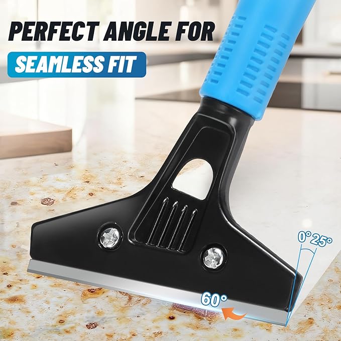 Floor Scraper Long Handle Heavy Duty, Adjustable 8"-72" Razor Blade Scraper Tool, 4 Inch Paint Scraper for Cleaning Floors, Walls, Tile, Glass, Adhesive, Wallpaper, Popcorn Ceiling, Gum (2 Pack)