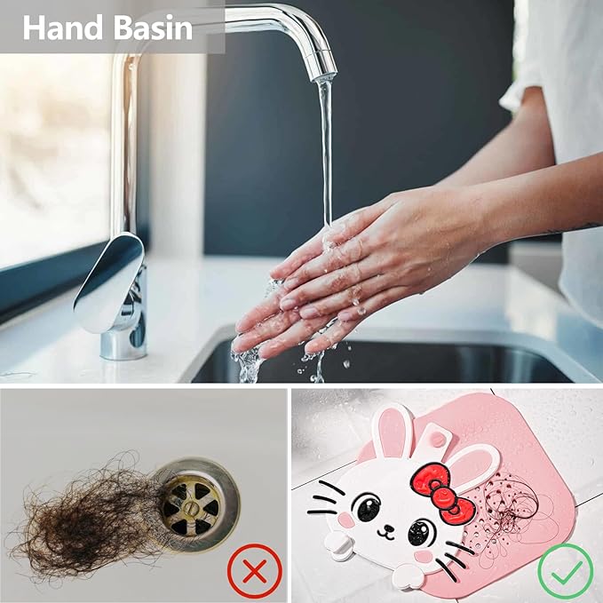 2-in-1 Silicone Shower Drain Hair Catcher & Bathtub Drain Cover, Hair Stopper for Bathroom, Tub, Sink, Kitchen, Laundry - Prevents Clogs and Unpleasant Smells (2, Pink)