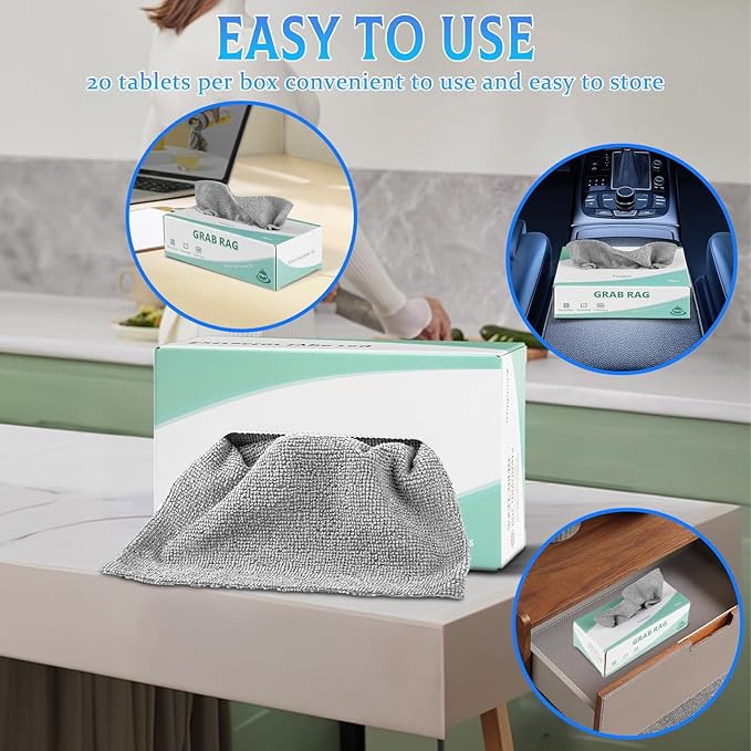Microfiber Rags in A Box (2 Pack 40 Count) Cleaning Cloths Reusable Lint Free Towels Strong Water and Oil Absorption Microfiber Rags Wipes Purpose Towel for Home, Office