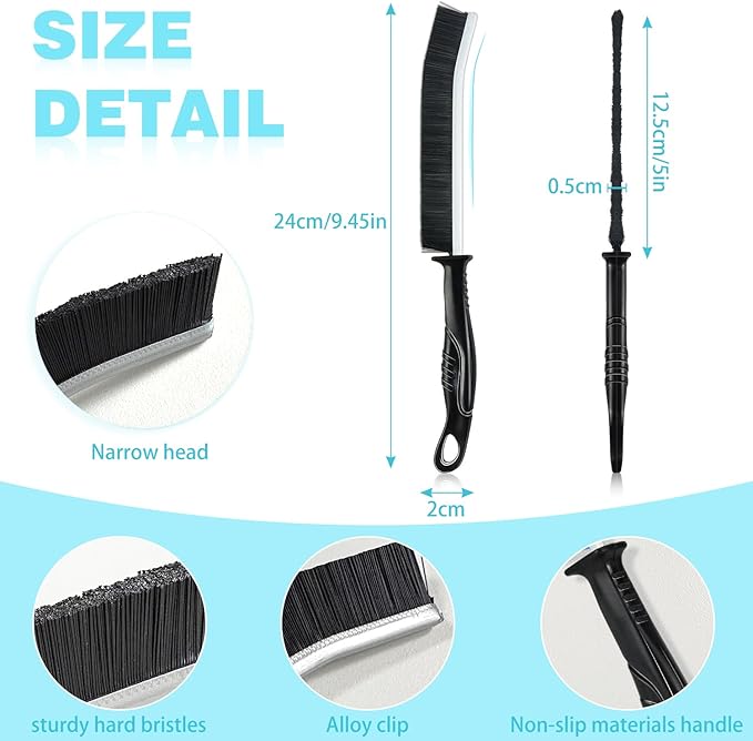 Crevice Cleaning Brush, 6Pcs Hard Bristle Multifunctional Gap Cleaning Brush Tool, Bathroom Gap Brush for Deep Cleaning Kitchen,Grout, Sink, Corners, Tight Spaces-Black