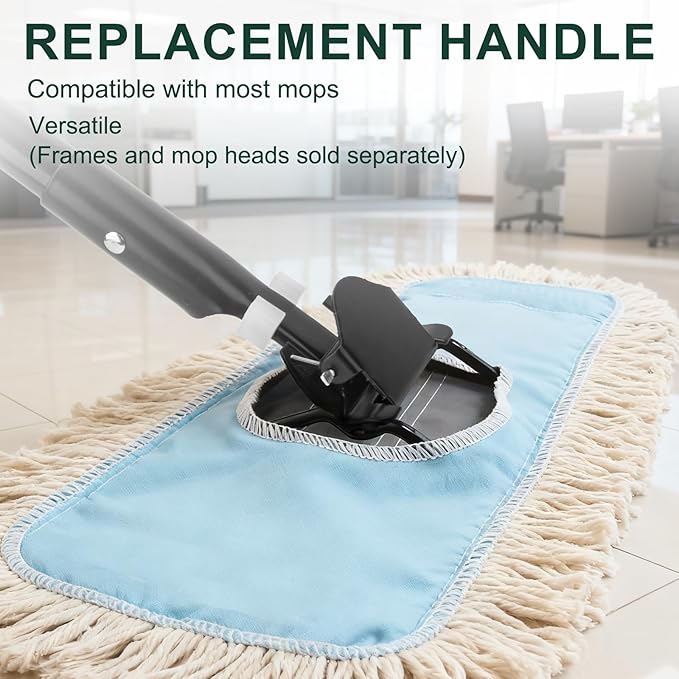 KeFanta 59 Inch Clip on Dust Mop Handle,Commercial Dust Mop Frame Handle,Heavy Duty Metal Stick Replacement for Floor Cleaning,3 Pack