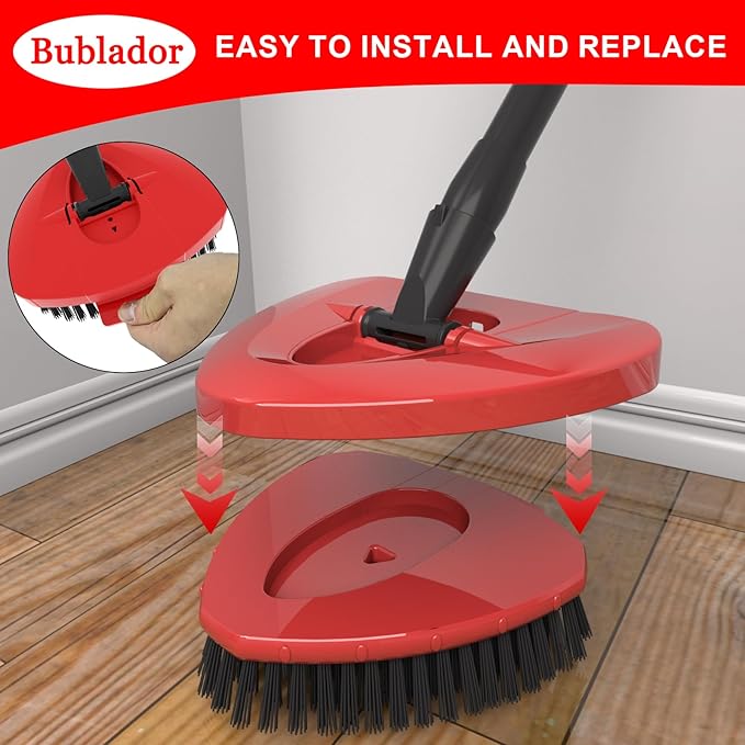 2 Pack Scrubber Mop Replace Head Compatible with O Cedar EasyWring 1 Tank,Spin Replacements Heads,Scrub Brush Attachment for Bathroom,Kitchen and Various of Hard Floors