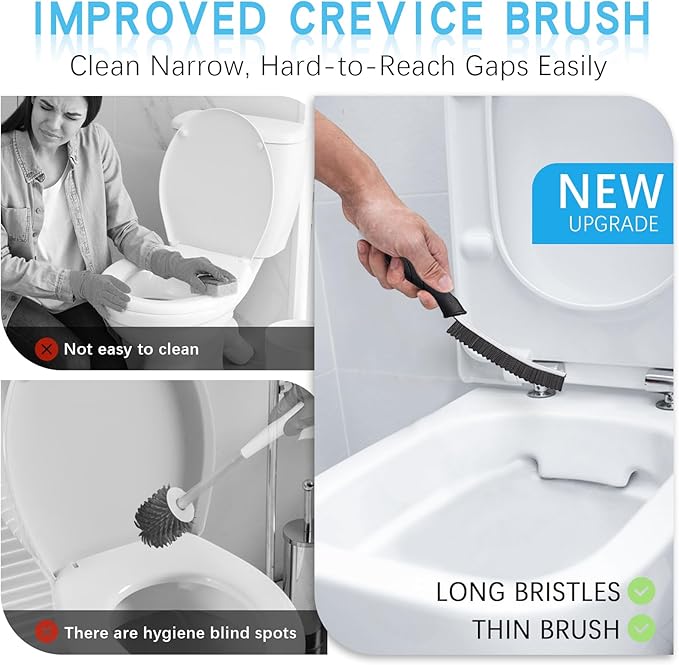 Magiware Hard Bristle Crevice Cleaning Brushes for Household Use - 2025 New Thin Scrub Brush Set, Small Cleaning Tool for Narrow Spaces, Kitchen,Toilet, Bathroom,Window, Faucets, Car Gaps (Model 1)