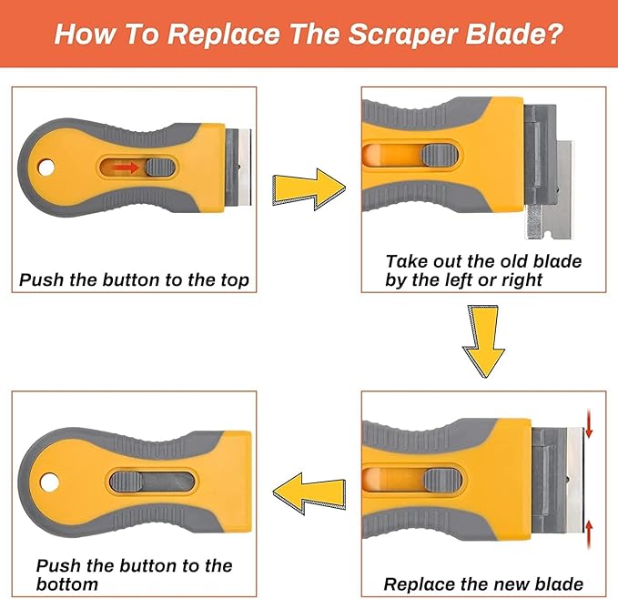 Razor Blade Scrape with 20pcs Extra Blades, Scraper Tool, Razor Blade Retractable, Paint Stripping Tool, Hob Oven Glass Cooker Cleaning Tool Non Scratch Anti Slip Window Glass Wallpaper