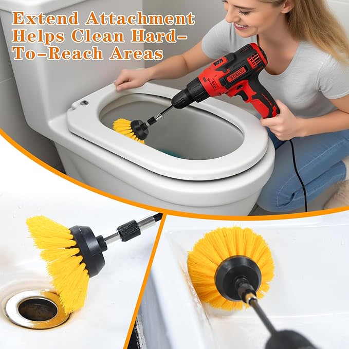Grout Brush for Drill, 2025 New Crevice Cleaning Brush Set, 3pcs Drill Brush Attachment Kit, for Tile Grout, Corner, Sink, Kitchen, Window