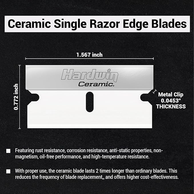 Ceramic Single Edge Razor Blade Scraper Tool with 10 Extra Blades, Glass Top Stove Scraper for Cleaning Oven Door and Cooktop, Window Scraper for Removing Paint, Stickers, Adhesive and Decals