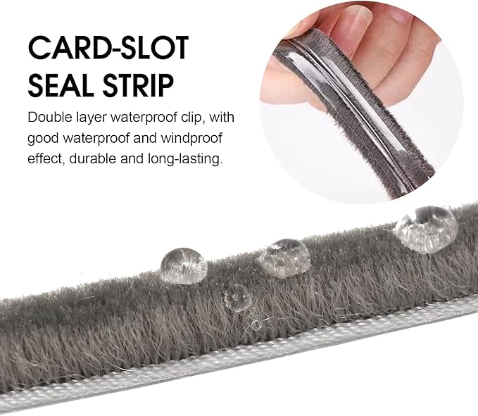 16 Ft (5m) 196 Inch Sliding sash Windows Doors Tape Pile Draught excluder Brush Seal Strip weatherstrip 6mm x 12mm (1/4 1/2 Inch, Gray)