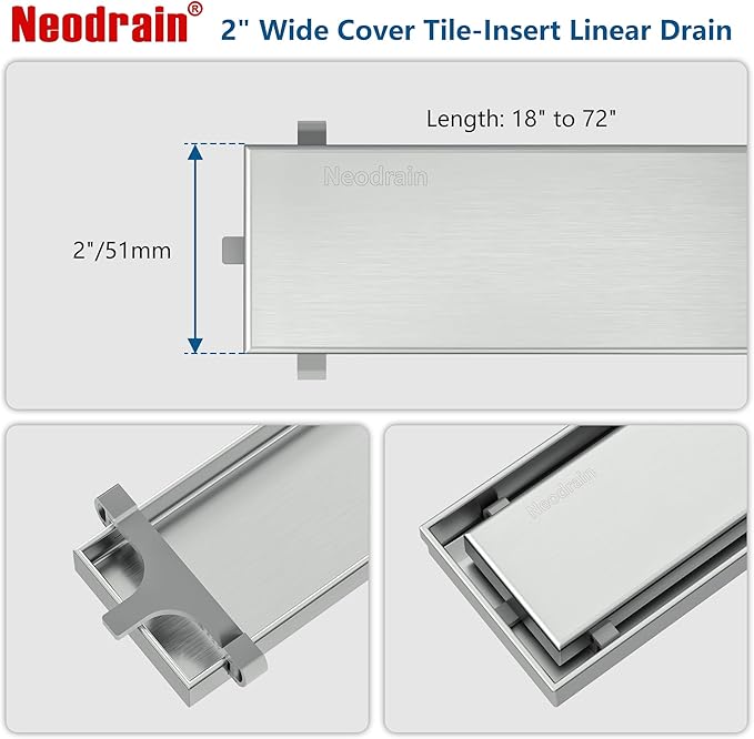Only for Neodrain, Grey Plastic Clip Tile Tray Supporter, Only for Neodrain18-72 Tile-Insert Linear Shower Drain(2.75” Width Drain Channel), with Lifting Hook, 8 PCS（Not Compatible with Other Brands）