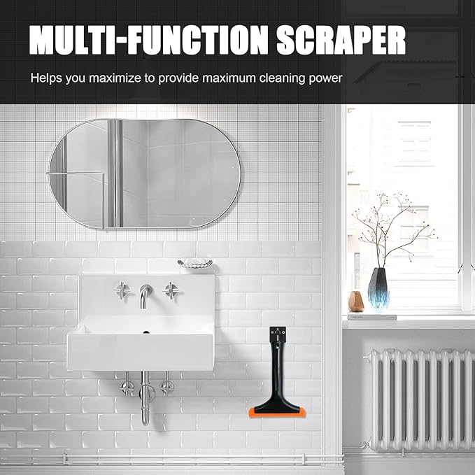 Ziciner Small Silicone Window Squeegee, Car Windshield Water Blade Squeegee, Multifunctional Auto Squeegee with 5.9 Inch Blade and Non-Slip Handle for Car Window, Home Cleaning (Black-2PCS)