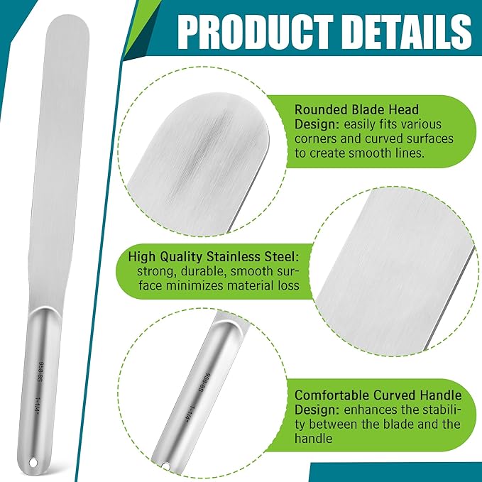Saillong 7PCS Caulking Spatula Tool Set, Professional Stainless Steel Caulk Finishing Tools, Multifunctional Streamline Caulk Spatula, From 3/8” To 1-1/2”, For Bathtub, Shower, Tile, Countertop