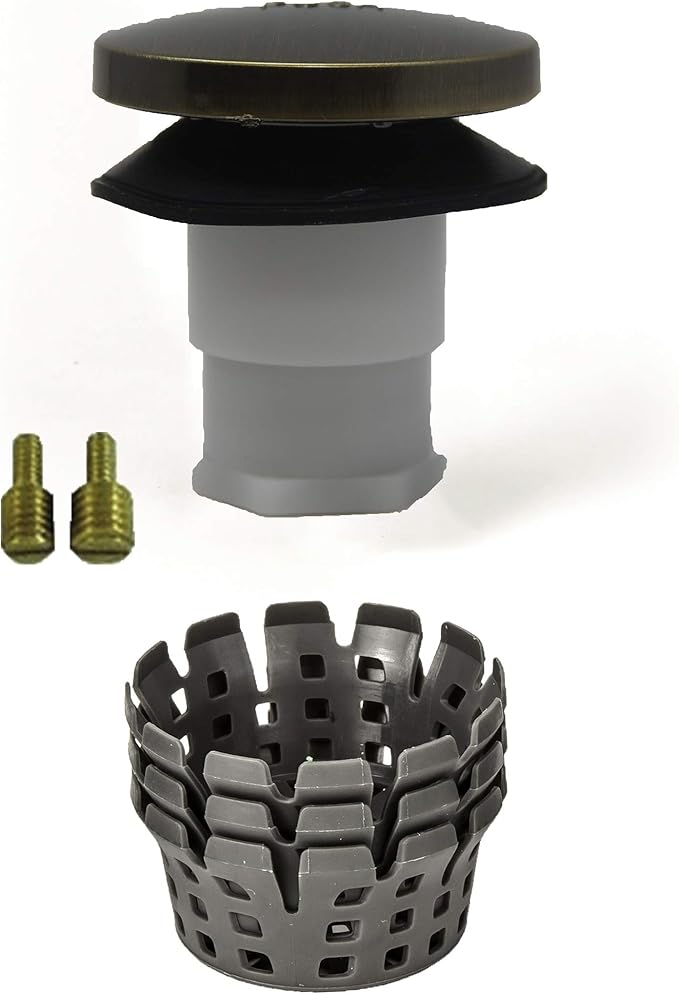 Universal Toe Touch (Tip Toe, Foot Actuated) Bath Tub/Bathtub Drain Stopper Includes 3/8" and 5/16" Fittings