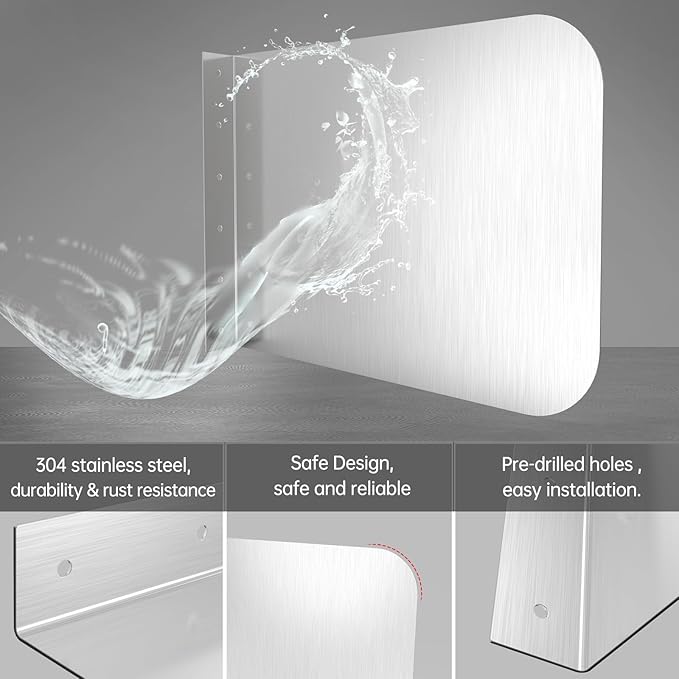 Stainless Steel Side Splash Guard - 17" x 12" Wall Mount Splash Guard with Screws,Splash Sink Splash Protector for Kitchen Restaurant,Splash Guard for Bathroom Sink Side Splash,Sink Basin Safe Guard