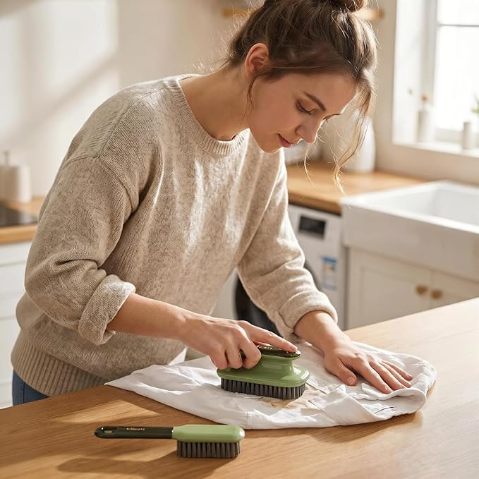 Laundry Stain Brush Household Scrub Brush Laundry Brush for Stain Removal, Soft Bristle Brush 2 Pack Stain Brush for Clothes Scrubbing Bathroom Cleaning Brush, Easy to Hold