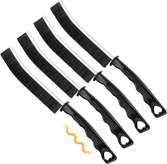 4 Pack Hard Bristle Crevice Cleaning Brush Set, Small Grout Scrub Brush for Tight Spaces, Bathroom Kitchen Window Track Tile Shower Door Gap Corner Sink Faucet Floor Detail Cleaner Tool Daily Home Use