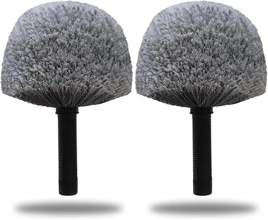 2 Pack Robust Cobweb Duster Head Brush – Superior Twist-On Web Cleaning Tool – Spider Web Remover Brush Compatible with Standard 3/4 Inch Threaded Poles for Outdoor & Indoor Use – Head Only (Grey)
