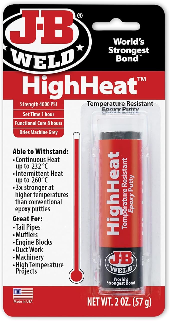 J-B Weld 8297 HighHeat 500 Degree Epoxy Putty Stick - 2 oz. , Grey
