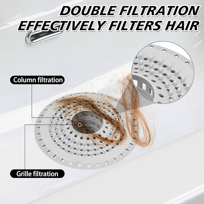 Bathtub Drain Hair Catcher, 3-Pack Silicone Foldable Drain Catcher for Bathtub, Kitchen Sink, Sink, and Regular Shower
