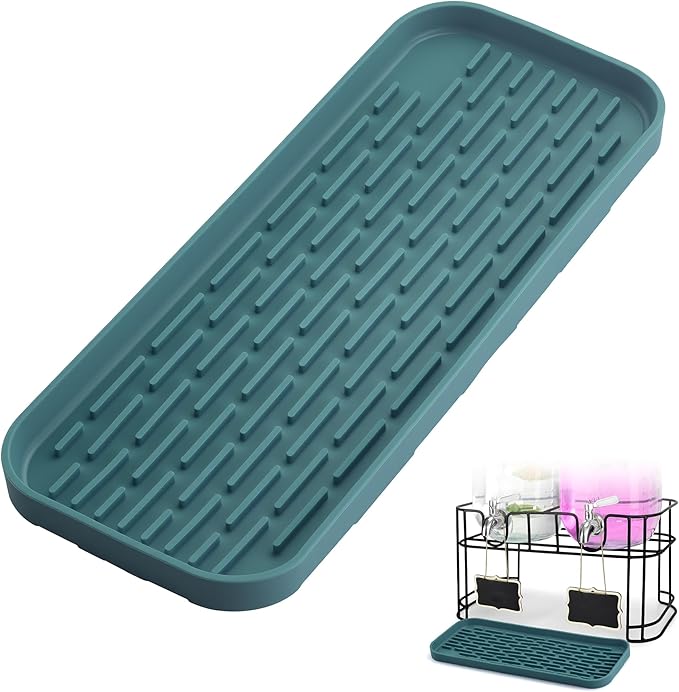 Drip Tray for Drink Dispenser, 1 Pack Blue Non-slip Drip Pan for DD&HAPP Glass Drink Dispenser