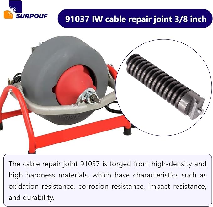 91037 IW Cable Repair Coupling 3/8-Inch Compatible with Drain Cleaning Cable (1)