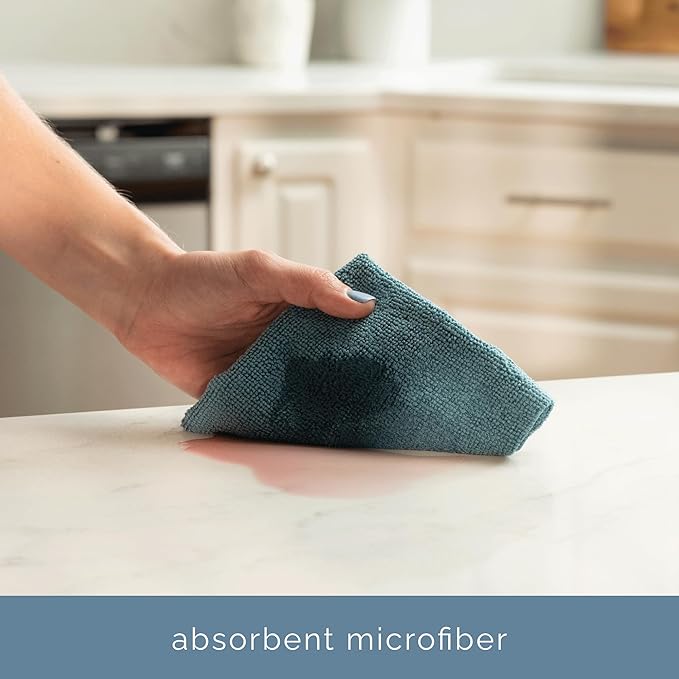 S&T INC. 100 Pack Microfiber Cleaning Cloth, Edgeless Bulk Towels for Home, Reusable Microfiber Towels for Cars, Cleaning Rags, Assorted Green and Grey, 11.5 Inches x 11.5 Inches, 100 Count